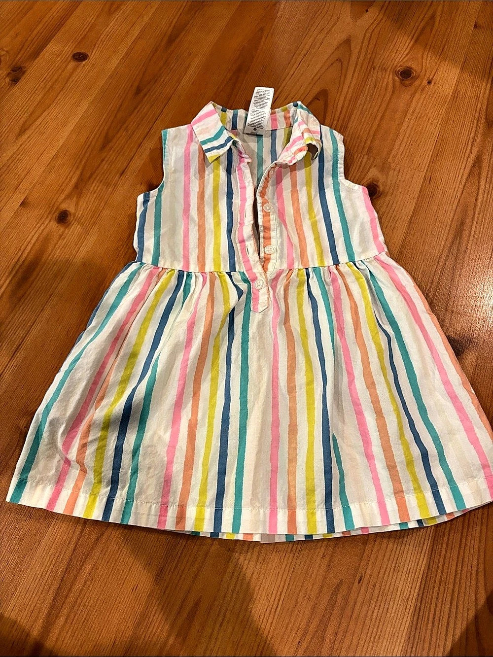 Carter's Striped Cotton Dress in White & Pink 18 Months Like New